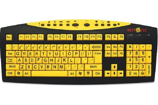 Keys-U-See - klawiatura specjalistyczna z dużymi żółtymi klawiszami i czarnymi literami