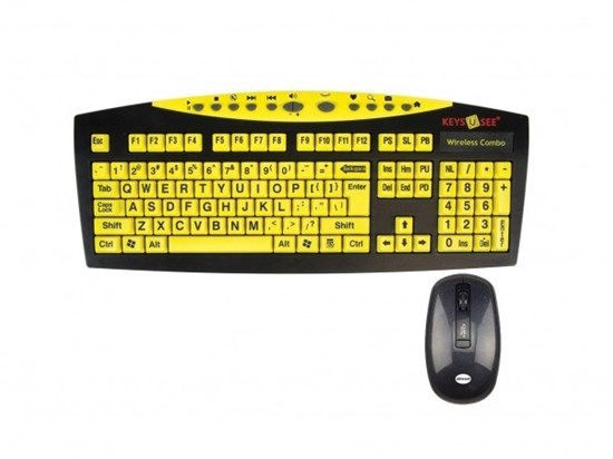 Obrazek Keys-U-See - klawiatura bezprzewodowa, z dużymi klawiszami i z myszą